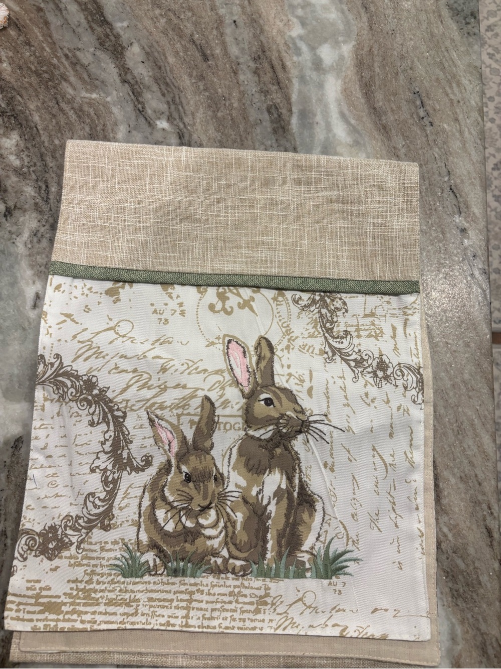 Beige Bunny Print Decorative Table Runner